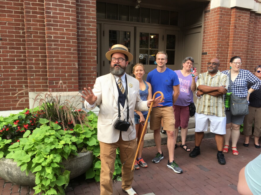 Kipp Normand leads his "Indianapolis Oddities" tour. Jill Ditmire/WFYI