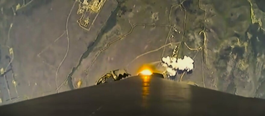 A look back at Vandenberg Space Force Base from a Falcon 9 rocket which took off from the base Wednesday morning.