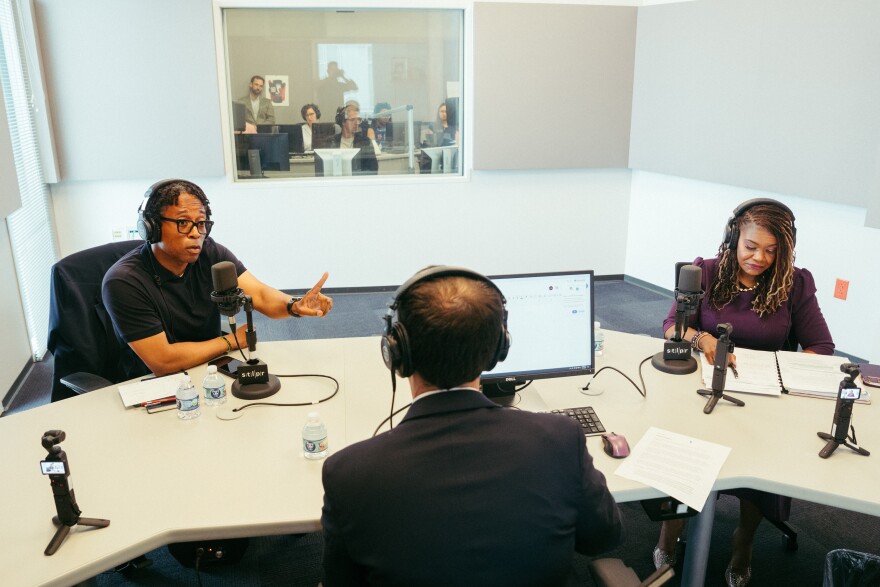 U.S. Rep. Wesley Bell and former Rep. Cori Bush share their visions for Missouri's 1st Congressional District with St. Louis Public Radio reporter Jason Rosenbaum during a joint appearance on the "Politically Speaking Hour on St. Louis on the Air" on Friday.