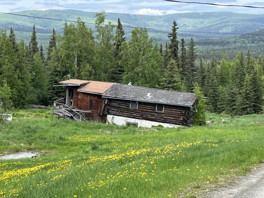 A sunken house in Fairbanks, Alaska. (Barbara Moran/WBUR)