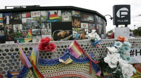 An outside view of the Pulse nightclub temporary memorial. (John Raoux/AP)