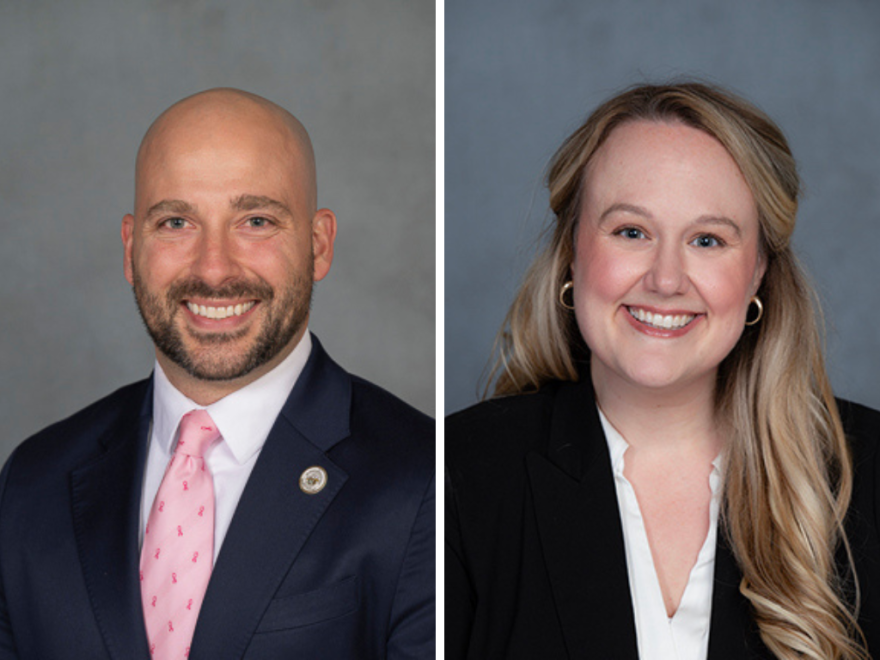 State Rep. Brandon Achor (left) and social worker Allison Grigsby Sweatman are running to represent Arkansas Senate District 13.