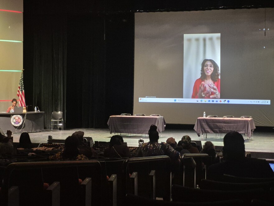 Journalist Zeinab Badawi virtually addresses attendees at 1st Sankofa Conference Buffalo.
