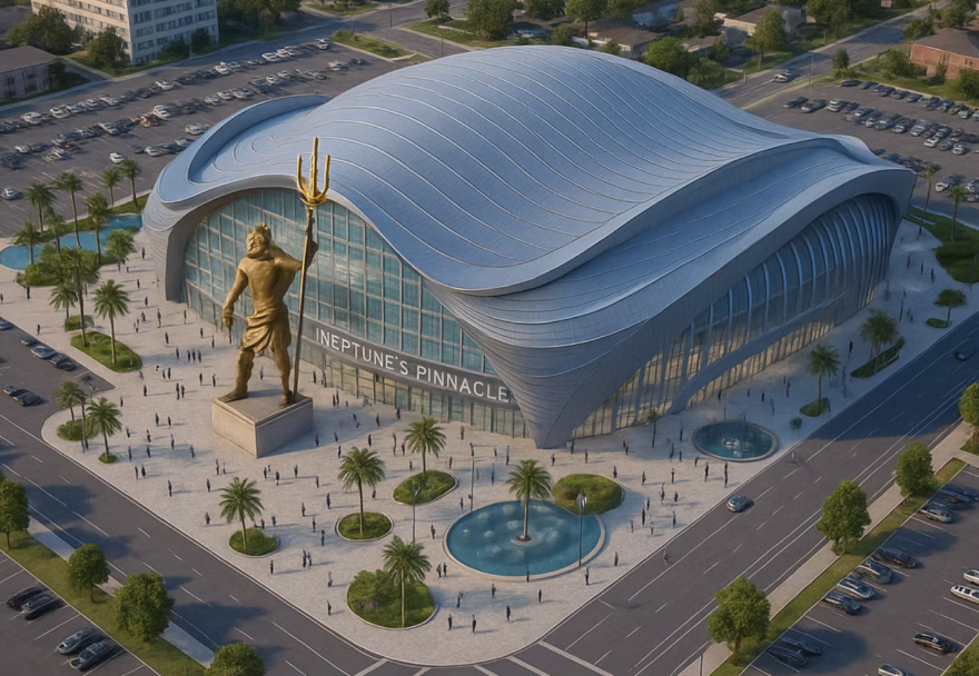 One of several AI-generated images Ferguson included on his site as examples of what the arena he's pitching could look like.