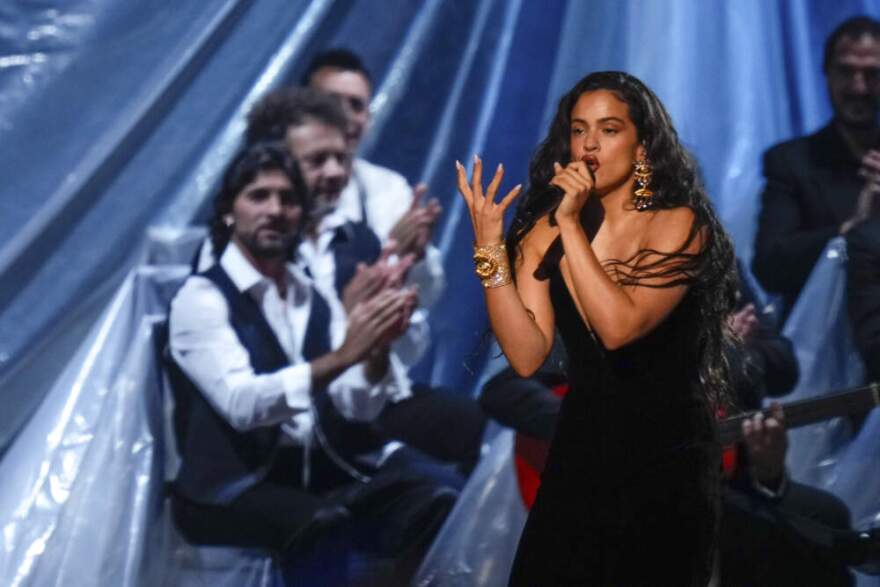 Rosalia performs during the 24th annual Latin Grammy Awards in Seville, Spain, Thursday, Nov. 16, 2023. (Jose Breton/Invision/AP)
