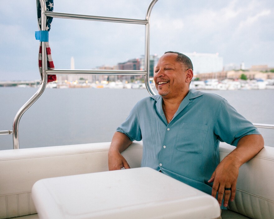 Darryl Madden, aboard Black Pearl, moved to Gangplank in 2011. The Washington Monument and the District Wharf are visible in the background.