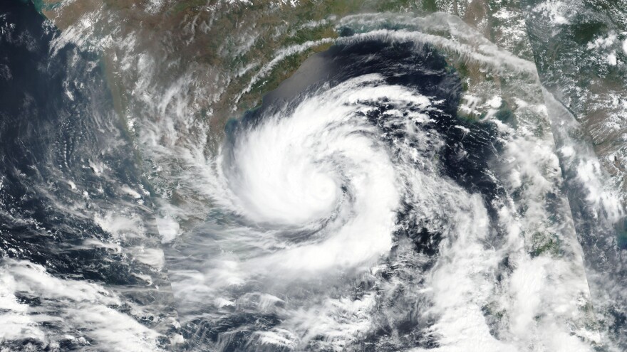 Amphan, seen in a satellite image captured Sunday, is moving over the Bay of Bengal and is expected to make landfall near the border of India and Bangladesh this week.