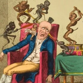 “Headache” by George Cruikshank (1835), a series of six caricatures featuring diseases and other medical conditions.