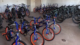 Newly assembled bikes from the Jim Falk Kids Christmas Bike Build are awaiting their new riders.