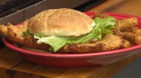 A pork tenderloin sandwich at Nick's Kitchen in Huntington, Indiana. (WFIU/WTIU News)