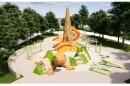 An artist's rendering of playground equipment