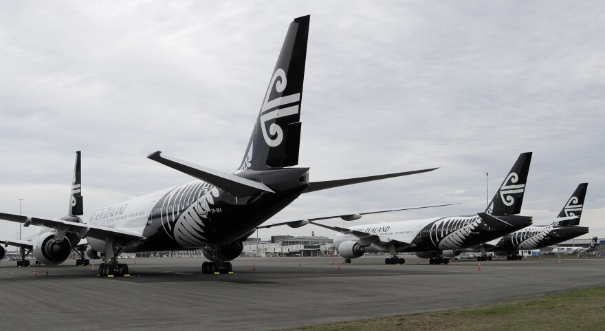 FILE — In this April 6, 2020, photo, Air New Zealand planes sit idle on the tarmac at Christchurch Airport, New Zealand.