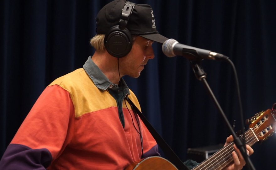 Clark Kelly performing live in WNIJ's Studio A