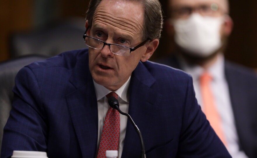 Sen. Pat Toomey, R-Pa., seen here on Capitol Hill in May, had proposed curbing the Federal Reserve's ability to offer emergency loans.