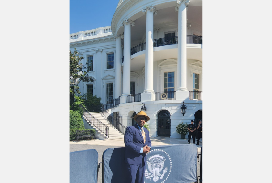 Dion Green in front of the White House.