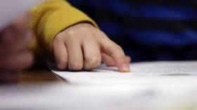 A student uses his finger to follow along while reading a story. (Eric Gay/AP)