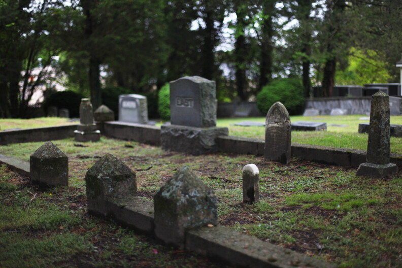 Gravestones in a cemetery.
