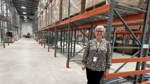 Montana Food Bank Network CEO Gayle Carlson in the organization's warehouse in Missoula, Montana on September 26, 2025.