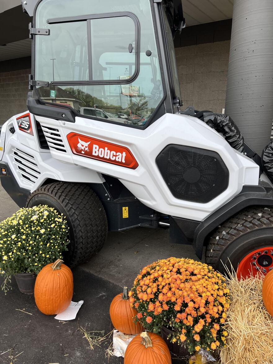 The world-famous Bobcat loader on display outside a Horbachers grocery store in Fargo, ND.
