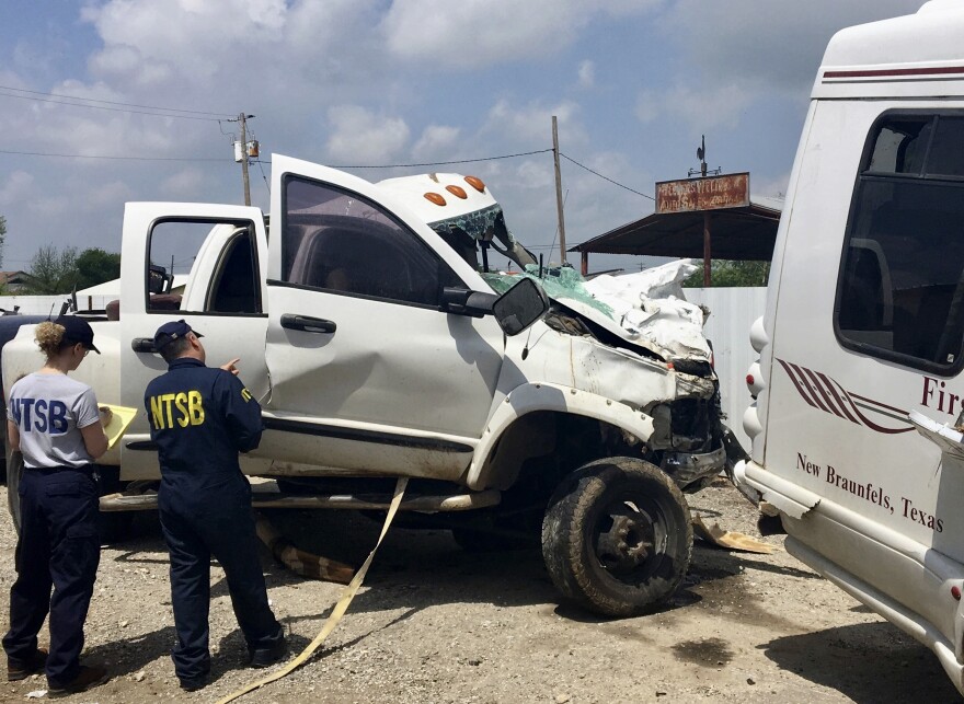 Jack Dillon Young the driver of the pickup truck pictured in this March 31, 2017 file photo provided by National Transportation Safety Board, was sentenced to 55 years in prison on Friday. Young killed 13 people in the crash on March 29, 2017 near Garner State Park in Texas.