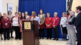 Sen. Jill Duson, D-Portland, speaks during a State House press conference about her proposal to ban the sale of flavored tobacco and electronic smoking devices in Maine.