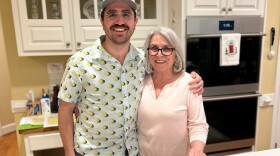 Mark Chilla and Gae Chilla, share a moment in Gae's kitchen. This year, Mark and his family have the chance to spend Easter with Mark's parents, now that they all live in Atlanta Georgia.