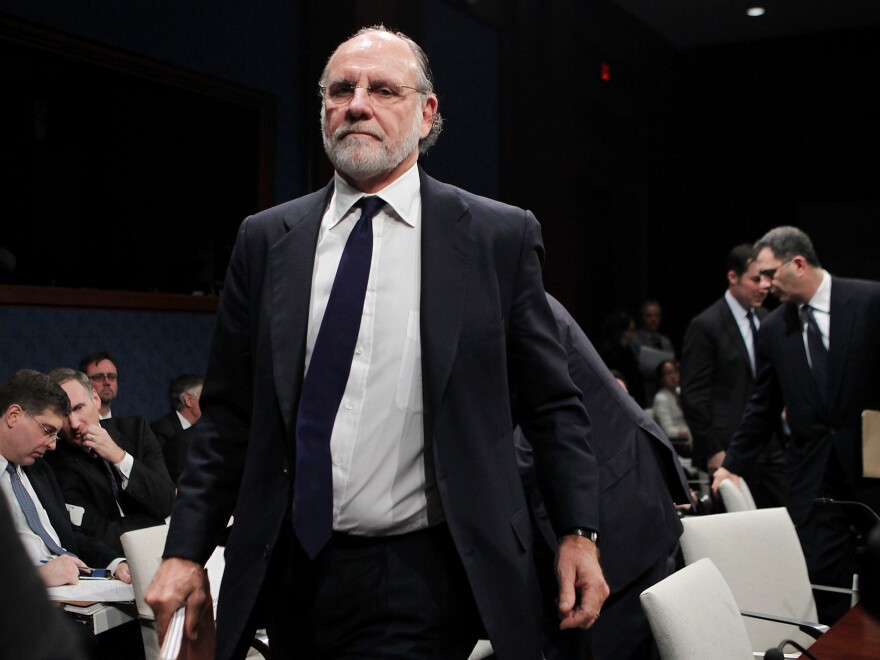 Jon Corzine, former New Jersey governor and ex-CEO of MF Global, leaves a congressional hearing in 2011.