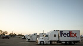 Brandie Diamond parks her FedEx Custom Critical Truck in a Walmart Supercenter Parking Lot for her day off in Columbus, Ohio.