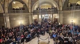 Advocates rally on Disability Advocacy Day at the state Capitol on Feb 25