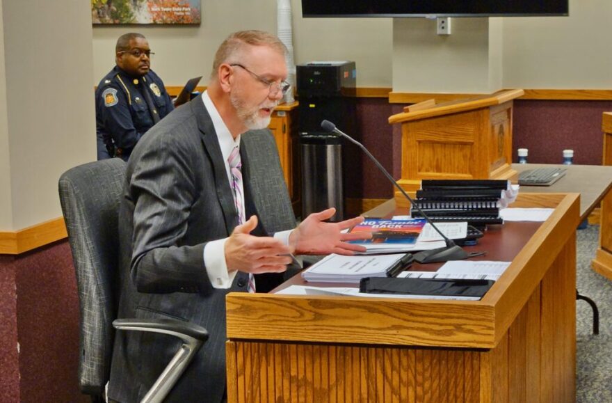 Missouri budget director Dan Haug speaks during the 2024 legislative session to the House Budget Committee. (Rudi Keller/Missouri Independent).