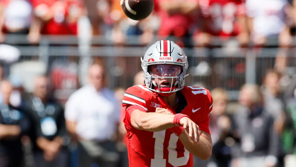 Ohio State quarterback Julian Sayin plays against Texas during an NCAA college football game, Saturday, Aug. 30, 2025, in Columbus, Ohio. (AP Photo/Jay LaPrete, File)