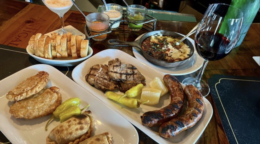 Dining at the bar at La Boca Argentinian steakhouse in New Orleans.