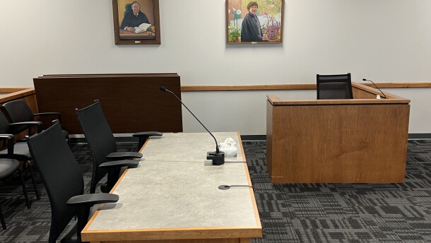 The Hampshire County courtroom in Northampton, Mass., where parents meet with a judge in a less adversarial process, through the Family Resolution Specialty Court.