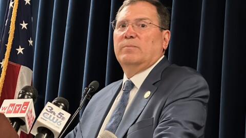 John Sarcone, acting U.S. attorney for northern New York, speaks at a news conference after an immigration raid in Albany, on Sept. 9, 2025. 