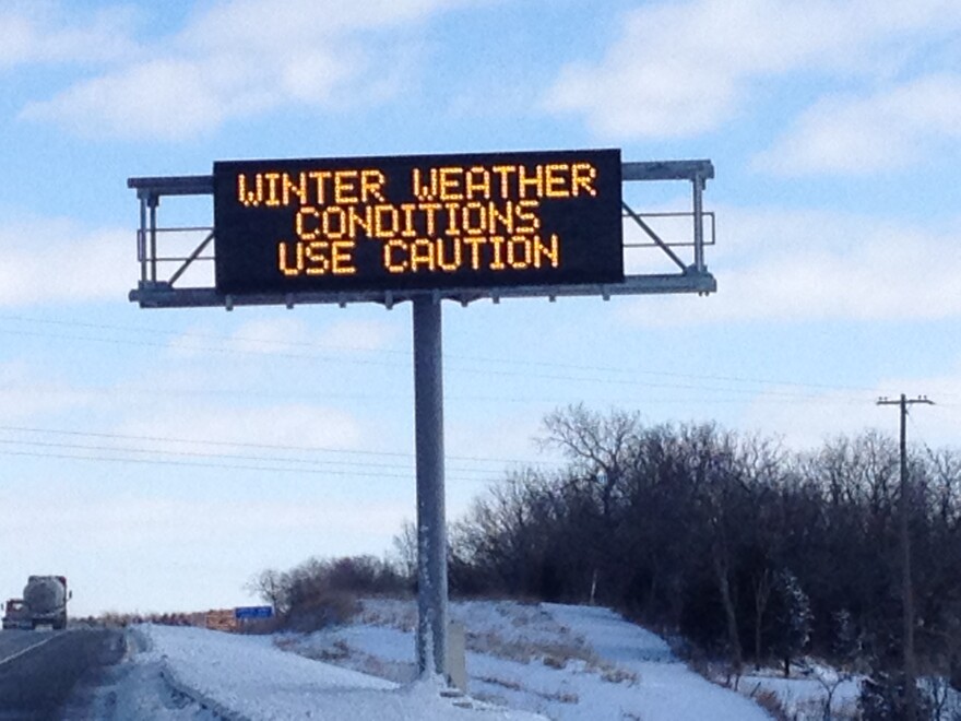 File photo of electronic sign on Kansas Turnpike (Photo by J. Schafer) 