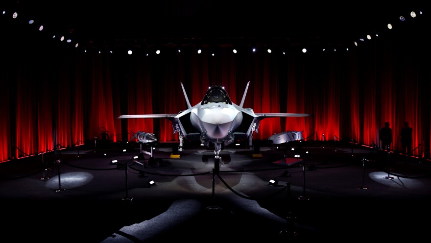 An F-35 jet stands on display in Forth Worth, Texas, in June. At the ceremony, held at a Lockheed Martin facility, Turkey took possession of a pair of the highly advanced fighter jets, which they will train with in Arizona for roughly a year.