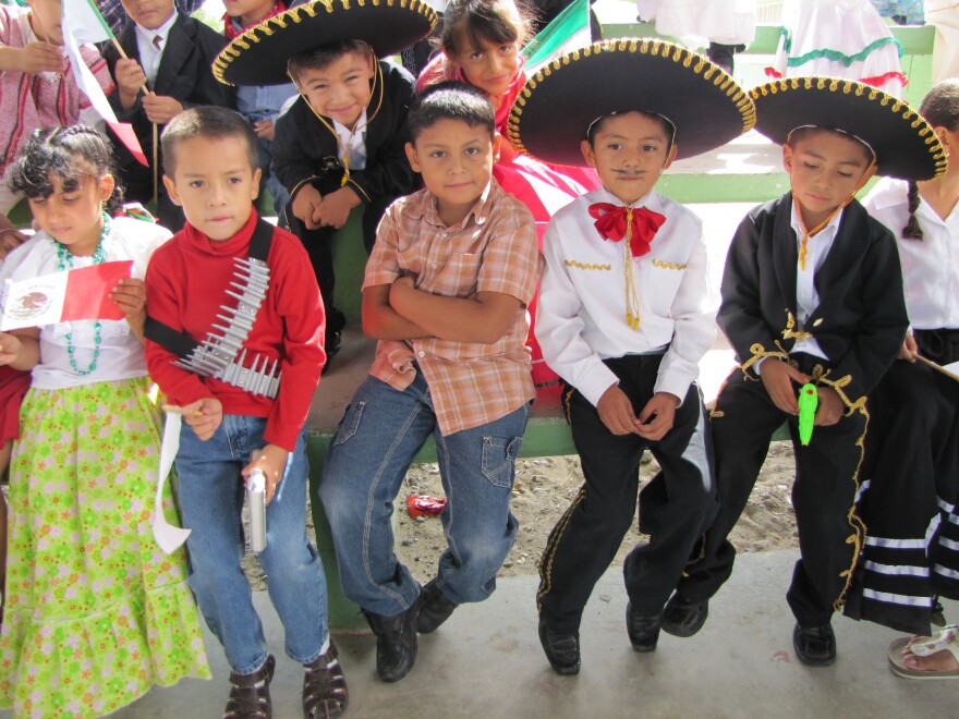 Students at an elementary school in Ciudad Juárez celebrate Mexico's Independence Day.