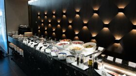 American Express celebrates the opening of the Centurion Lounge at Hong Kong international airport in Hong Kong.