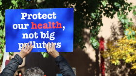 Environmental groups protested outside the Santa Fe Convention Center on Oct. 7, 2026 while EPA Administrator Lee Zeldin announced to oil and gas executives and officials revisions to a Biden-era methane emission reduction rule.