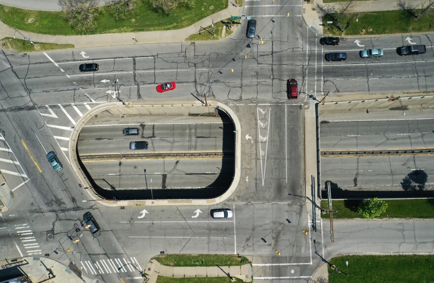 The north section of the Inner Loop. Cumberland Street is at the top, with North Clinton Avenue on the left and Joseph Avenue on the right.