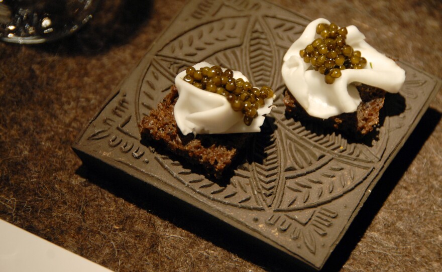 Caviar on homemade black bread.