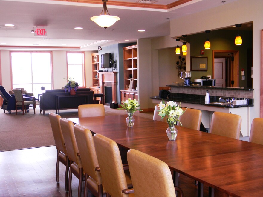 At the Baltimore Green House, every resident has a private room that's close to the common areas, shown here.