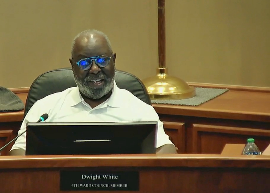Ward Four Council Member Dwight White speaks during the Aug. 9 city council meeting at Galesburg city hall.