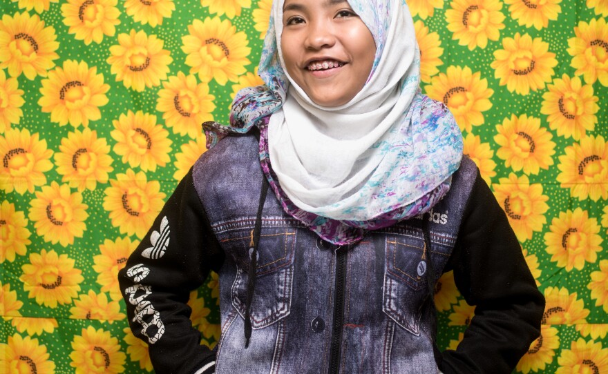 This Filipina teenager is now living in an evacuation center after her family fled fighting between the military and militants in the southern city of Marawi in 2017.