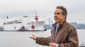 NY Gov. Andrew Cuomo speaking as the USNS Comfort arrives in New York City March 30, 2020.