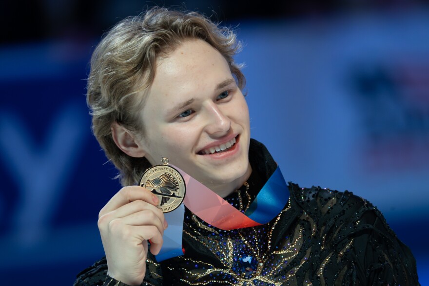 Ilia Malinin wins gold in the men’s free skate during the 2026 U.S. Figure Skating Championships at the Enterprise Center on Saturday, Jan. 10, 2026, in St. Louis’ Downtown West neighborhood.
