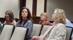 From left: Arkansas Department of Human Services Secretary Janet Mann, Chief of Staff Lorie McDonald, Deputy Secretary for Operations and Budget Misty Eubanks and Division of County Operations Director Mary Franklin await questions from the Joint Public Health, Welfare and Labor Committee at the Arkansas Capitol complex on Nov. 6, 2025
