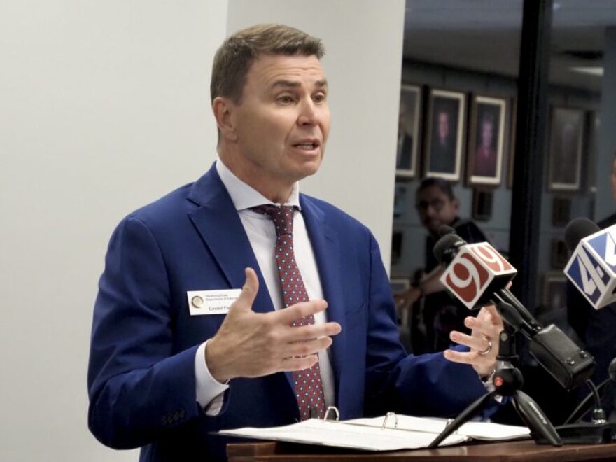 State Superintendent Lindel Fields speaks with news reporters after an Oklahoma State Board of Education meeting Oct. 23 in Oklahoma City.