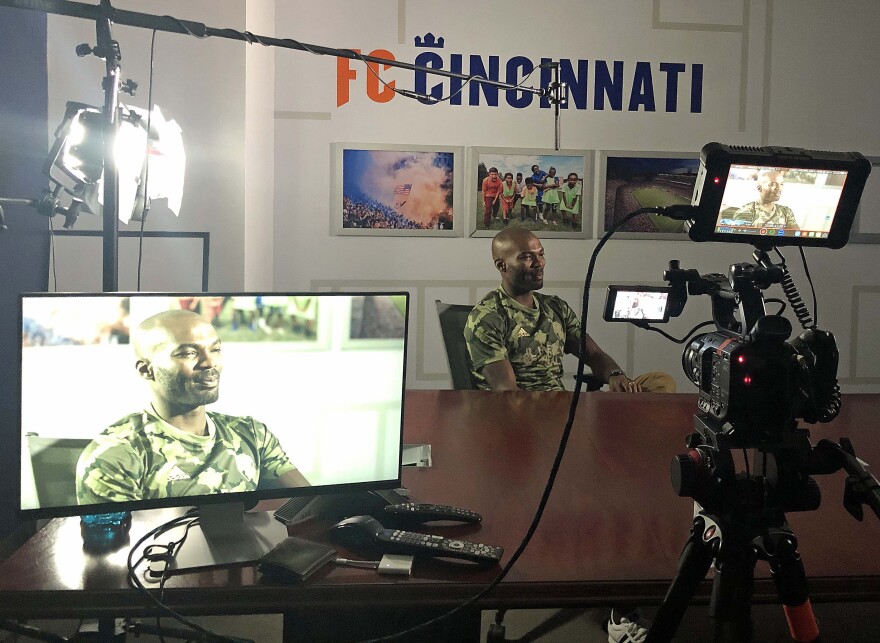 FC Cincinnati player Omar Cummings interviewed for 'Nonstop Flight' documentary in June.