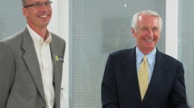 From left: Doug Dieleman, Pella plant manager and Governor Steve Beshear